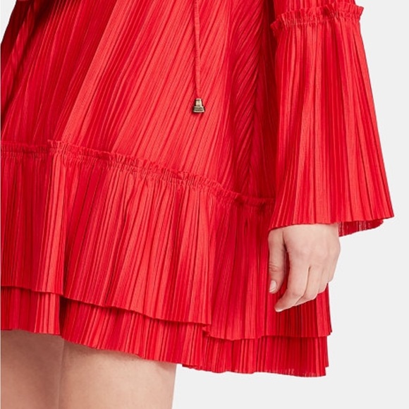 Free People Cherry Red Pleated Bell Sleeve Hippie Dress - S - Red - Picture 3 of 5